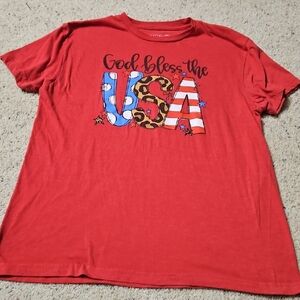 Women's Red God Bless USA Graphic Tee